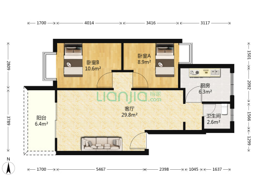 惠民苑(都江堰) 2室1厅1卫 75平方