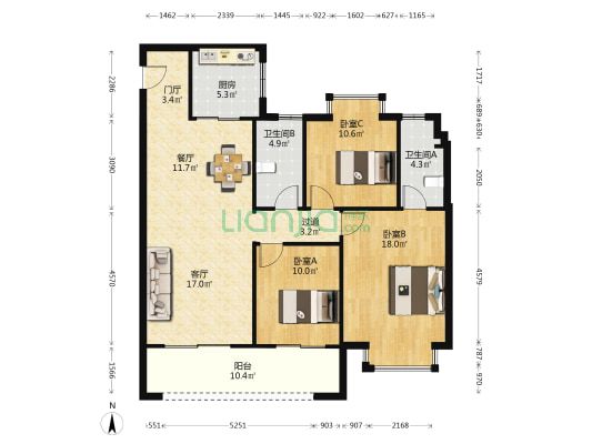 碧桂园·公园星荟 3室2厅2卫 119平方