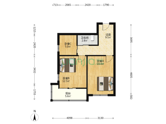 湖泾新村 3室0厅1卫 58平方