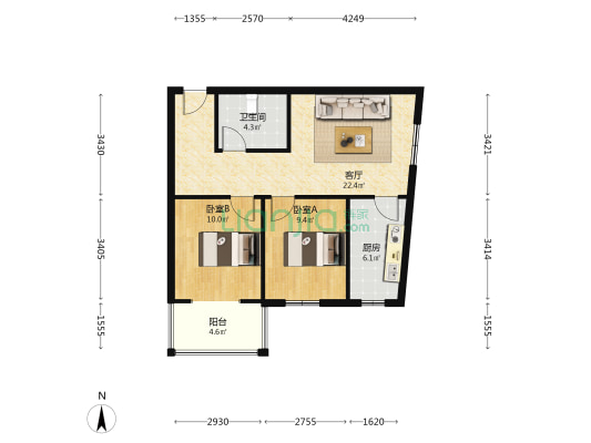 业主诚意出售，价钱可谈，看房方便。-户型图
