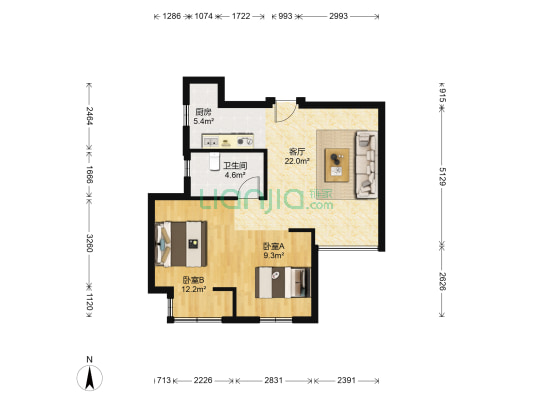 宏锦万花城 2室1厅1卫 75平方