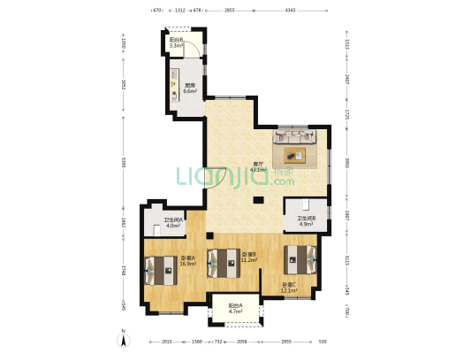 佳源都市 3室1厅2卫 139平方