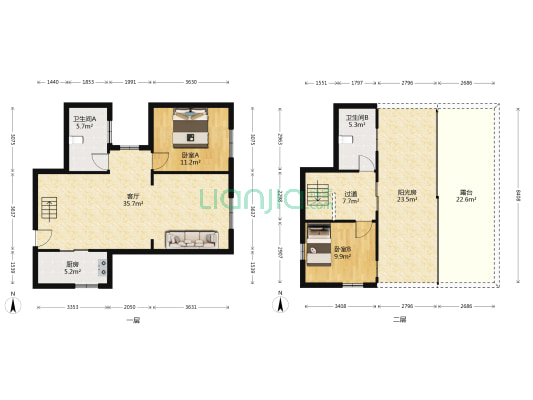 金石街8号 2室1厅2卫 74平方