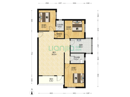 新宏楼 3室1厅2卫 118平方