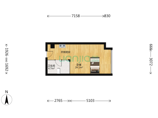 钰龙天下二期 1室0厅1卫 48平方