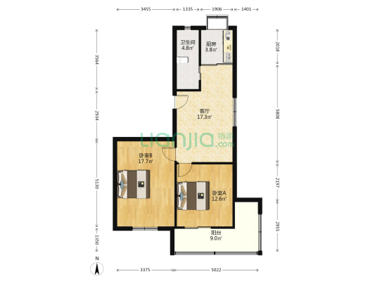 花莲里74号 2室1厅1卫 76平方