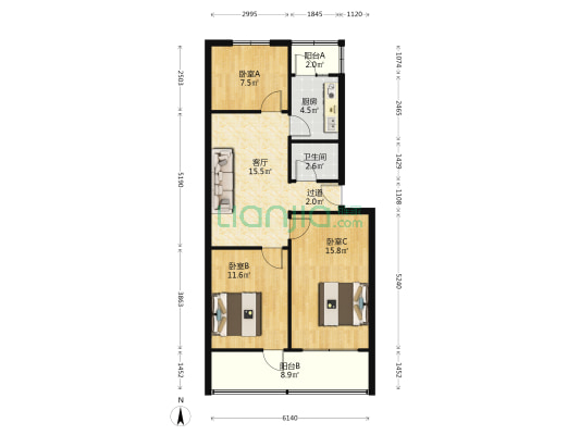 公路段家属院 3室1厅1卫 84平方