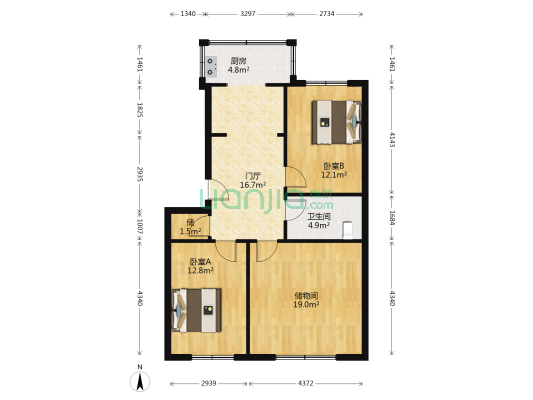 祥泰小区 2室0厅1卫 95平方