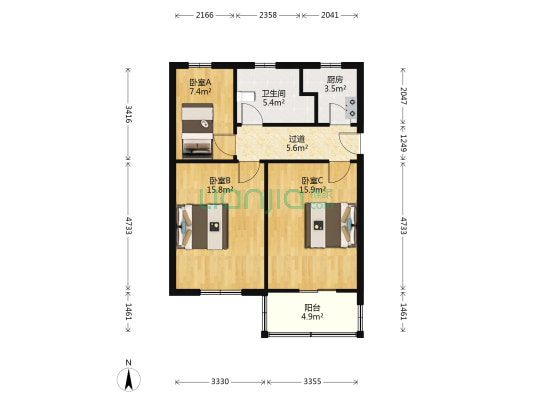 山西省生物研究所 3室0厅1卫 71平方