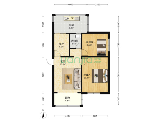 路政小区 2室2厅1卫 94平方