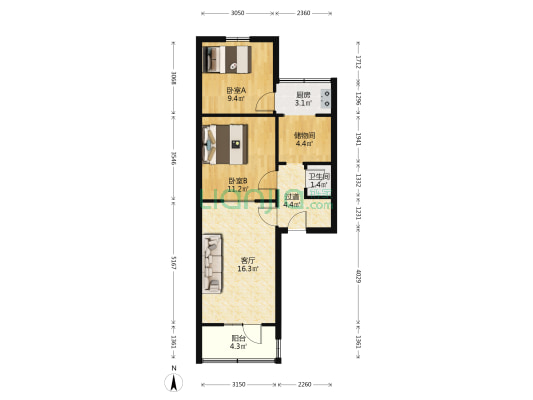 大溪沟正街 2室1厅1卫 63平方