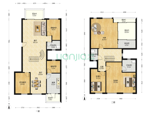 丽江花园萃锦苑 4室2厅4卫 231平方