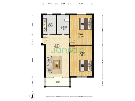 湖苑新村二区 2室1厅1卫 81平方