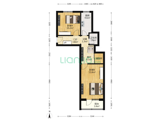 南礼士路甲62号院 2室1厅1卫 60平方