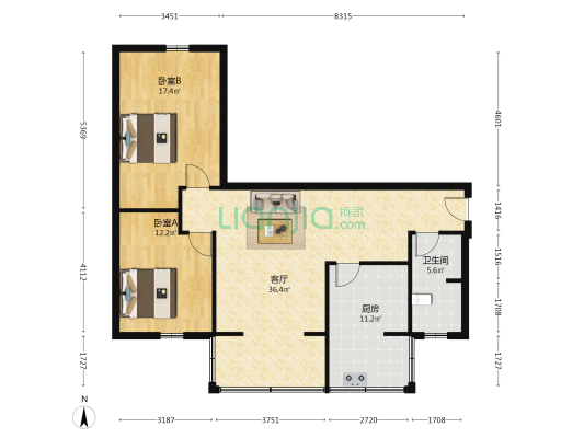 玉洁巷6号 2室1厅1卫 91平方