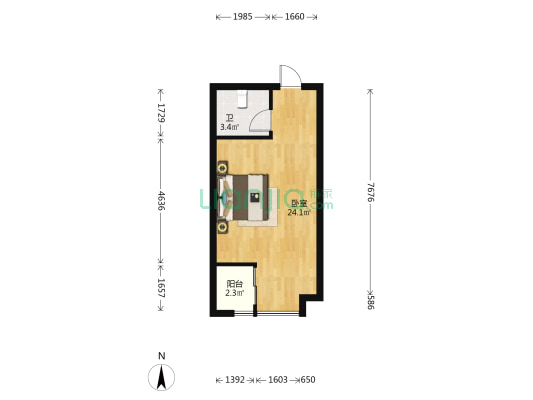 鹏瑞公馆 1室0厅1卫 46平方