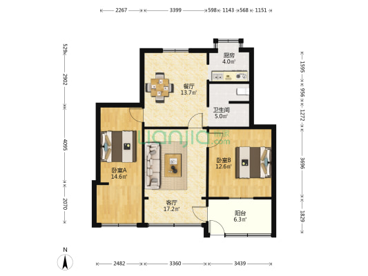 马沧湖路 2室2厅1卫 80平方