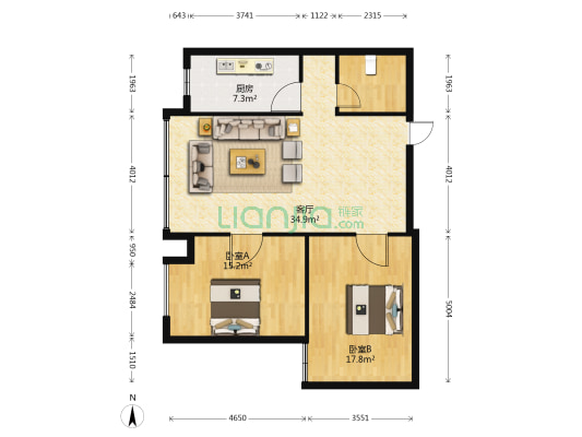 兴凯花园 2室1厅0卫 99平方