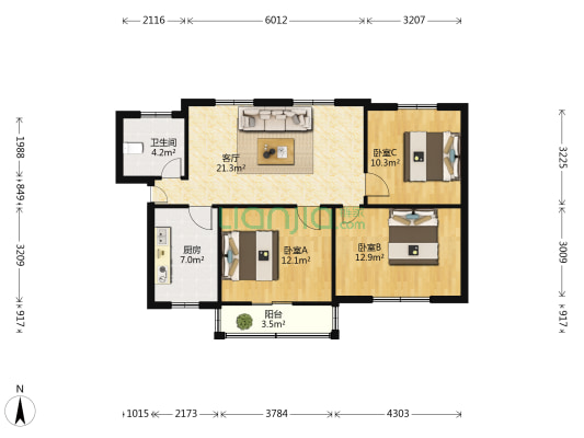 商贸委家属院 3室1厅1卫 90平方