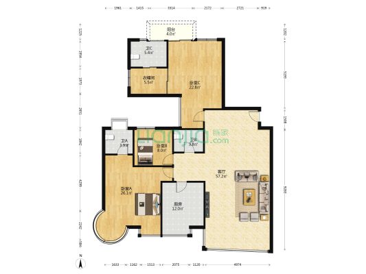 壹号公馆 3室1厅3卫 182平方