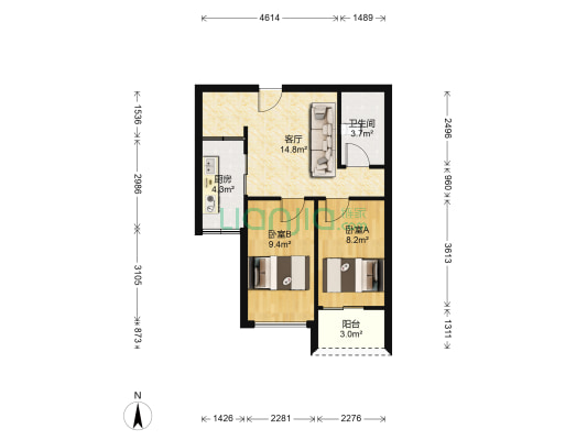 御景花园南区 2室1厅1卫 55平方