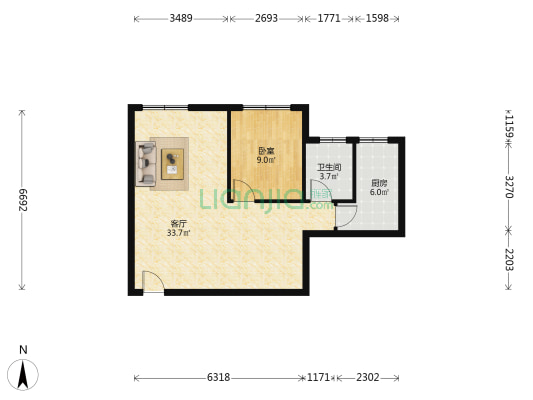 国色天乡庆典城 1室1厅1卫 65平方
