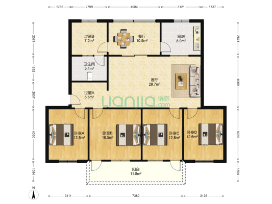 紫阳东路71号 4室2厅1卫 156平方