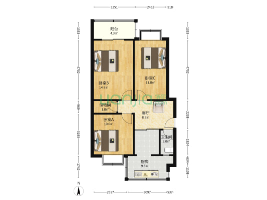 小教学楼家属院 3室1厅1卫 71平方