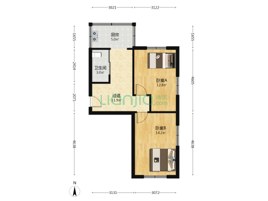 中科院小区 2室0厅1卫 59平方
