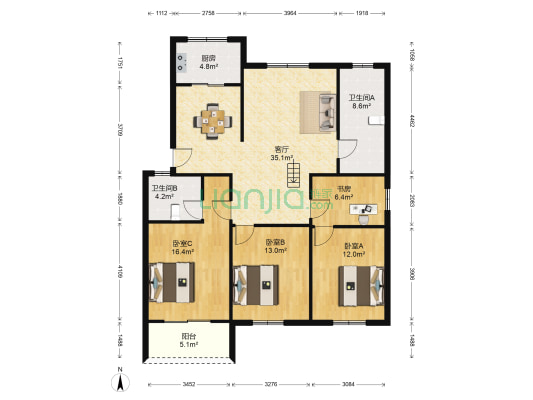 秀水苑南区 4室1厅2卫 121平方