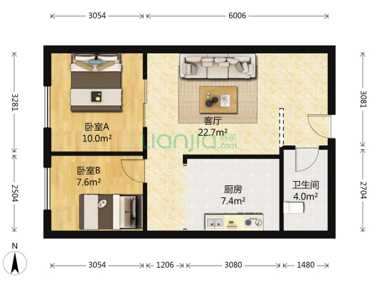 华阳东路精装正规两居，诚意出售，看房方便-户型图