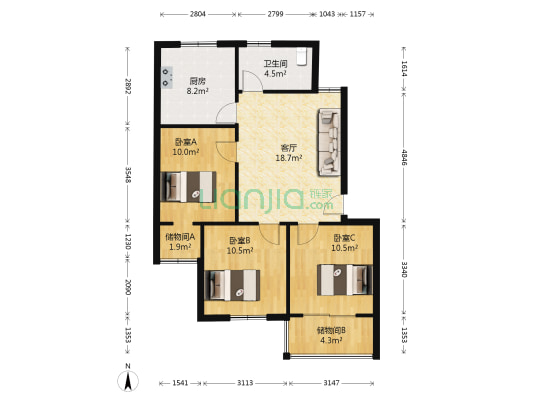 立新小区北院 3室1厅1卫 82平方