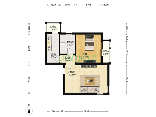 巨山馨苑 1室1厅1卫 64平方