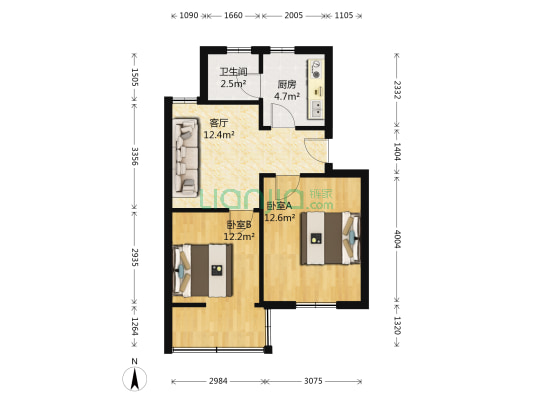 八二一小区 2室1厅1卫 55平方