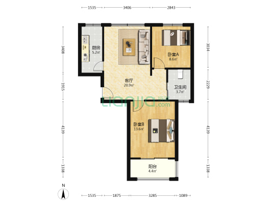 永康城盛华园 2室1厅1卫 80平方