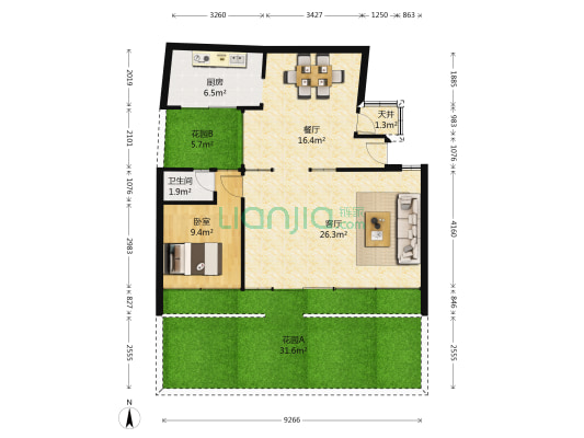 东花桥巷散盘 1室2厅1卫 108平方