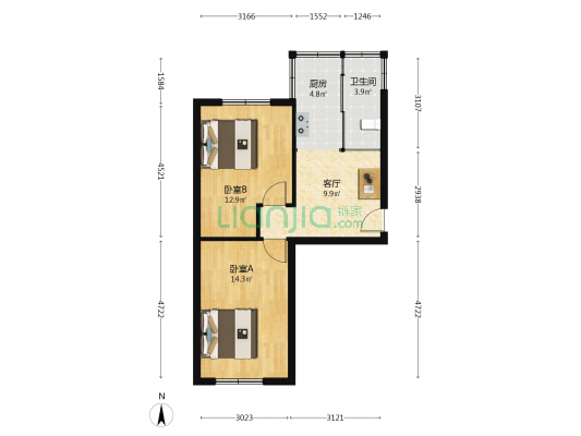友和家园 2室1厅1卫 58平方