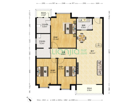 苏祠路184号苑 3室1厅2卫 149平方