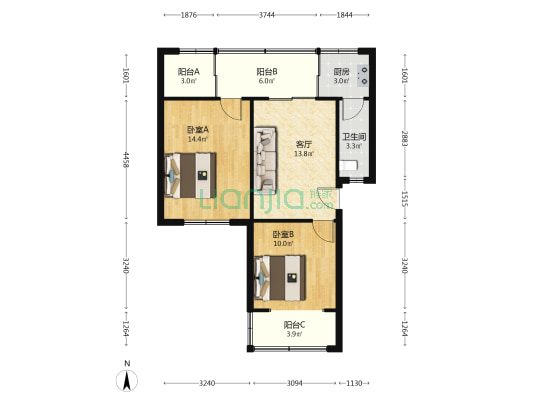 华金大道二段126号 2室1厅1卫 70平方