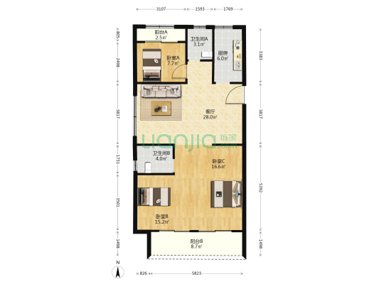 南瓯嘉园一组团 3室1厅2卫 123平方