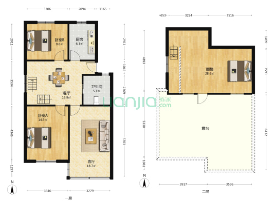 山川公寓 2室2厅1卫 83平方