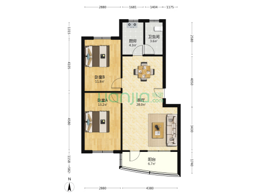 大桥局小区 2室1厅1卫 67平方