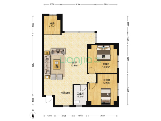 水云天 3室1厅1卫 104平方