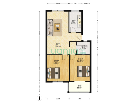安心坊 2室1厅1卫 84平方