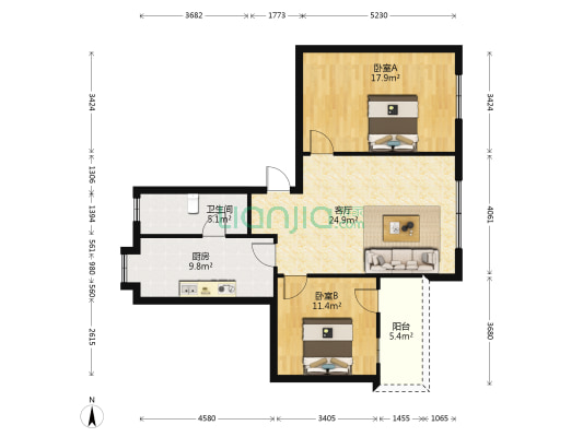 河中巷17号 2室1厅1卫 74平方