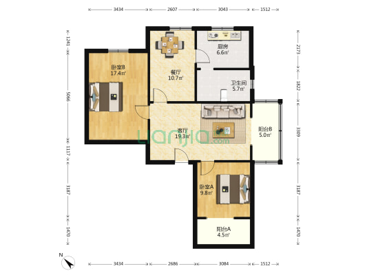 文武路152号 2室2厅1卫 89平方