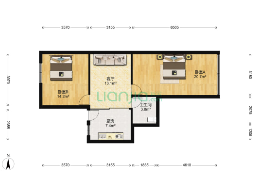 鹿城建行大楼 2室1厅1卫 71平方