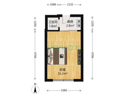 新起点公寓 1室0厅1卫 31平方