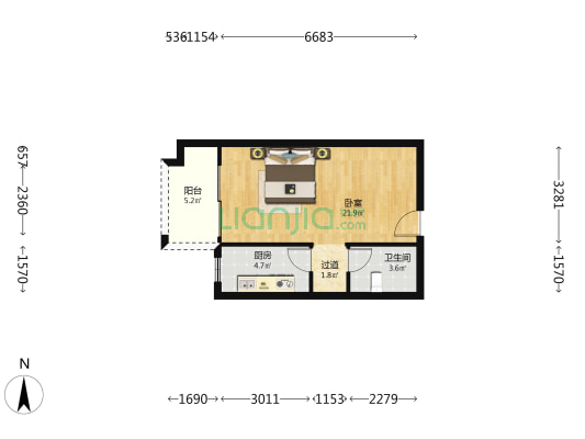 时代绿庭山语 1室0厅1卫 48平方