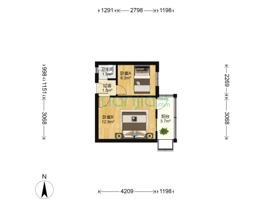 千里巷 2室0厅1卫 33平方